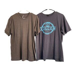 Mens T-Shirts Lot Of 2 Volcom Graphic & Next Level Size L 8918 EUC